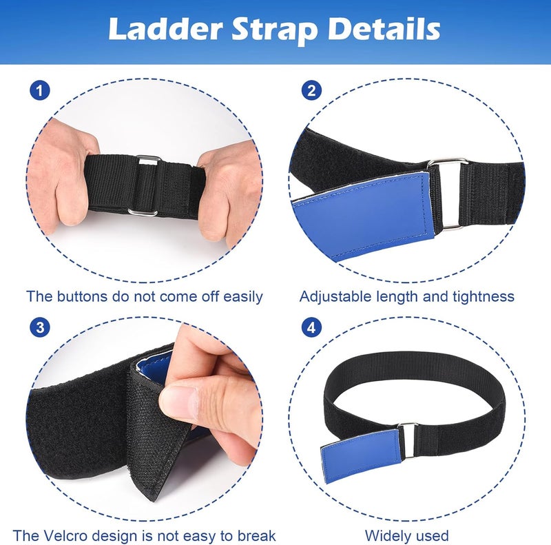 PIHIL Ladder Rack Tie Down Straps, Multipurpose Securing Straps, Reusable and Adjustable, with Nylon Hook and Loop, for Ladder, Car, Truck or Boat, 33'' x 2'', 4 Pack - Image 3